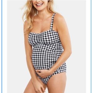 Motherhood Maternity Gingham Printed Tankini